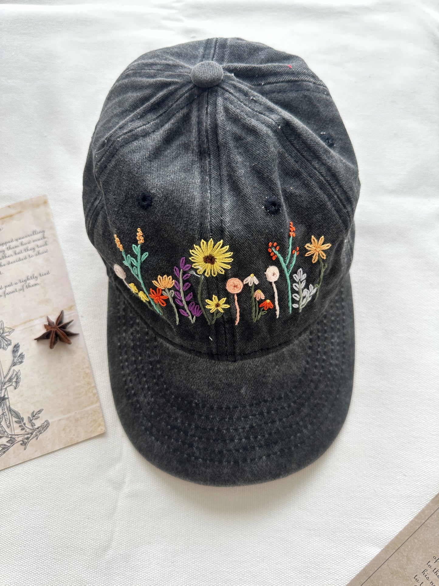 Flower Garden Embroidered Baseball Cap
