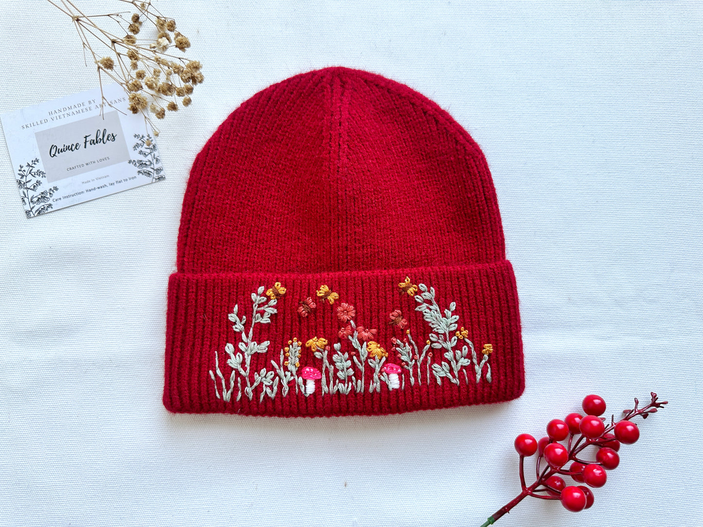 Hand-Embroidered Beanie, Collection Noelle
