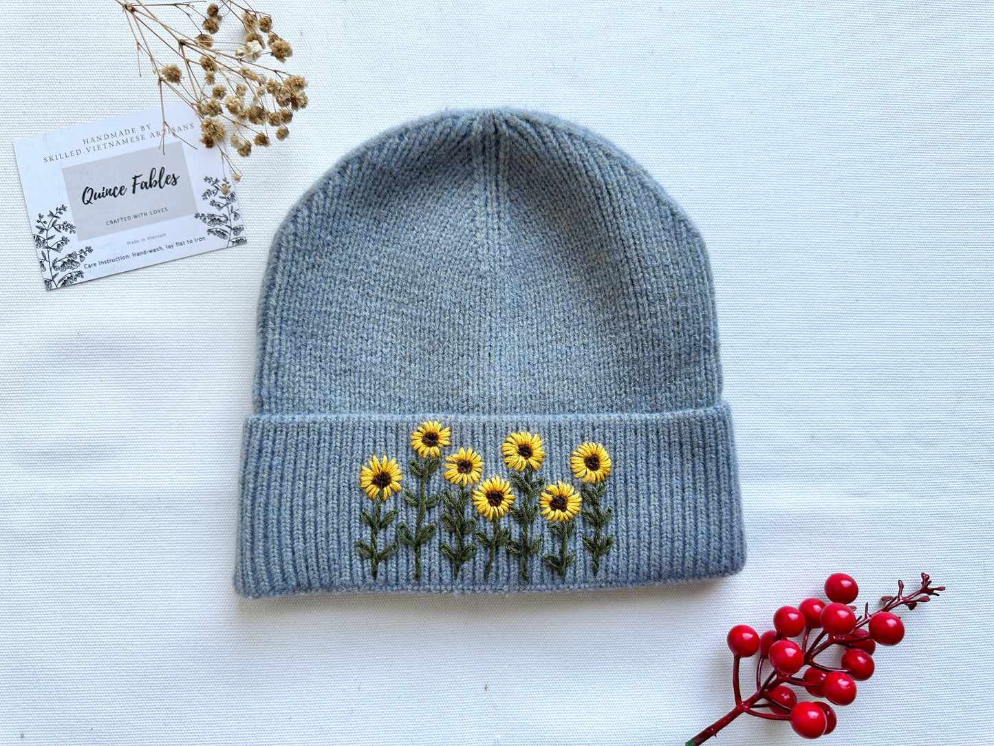 Hand-Embroidered Beanie, Collection Noelle
