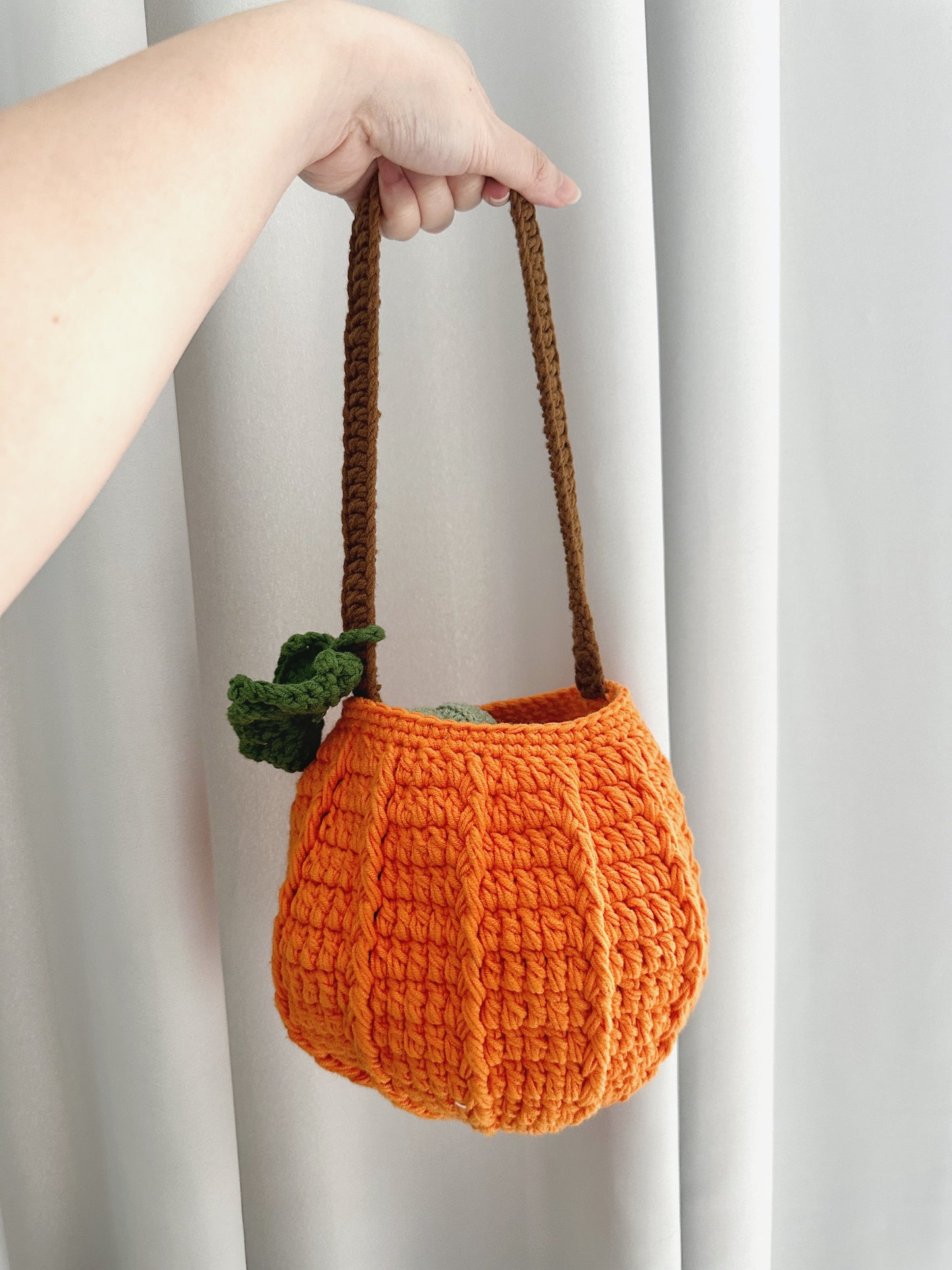 Crochet Pumpkin Bag, Trick or Treat Candy Tote, Halloween Accessory