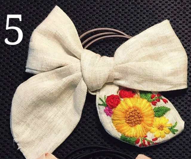 Embroidered Hair Bow, Collection Lucia
