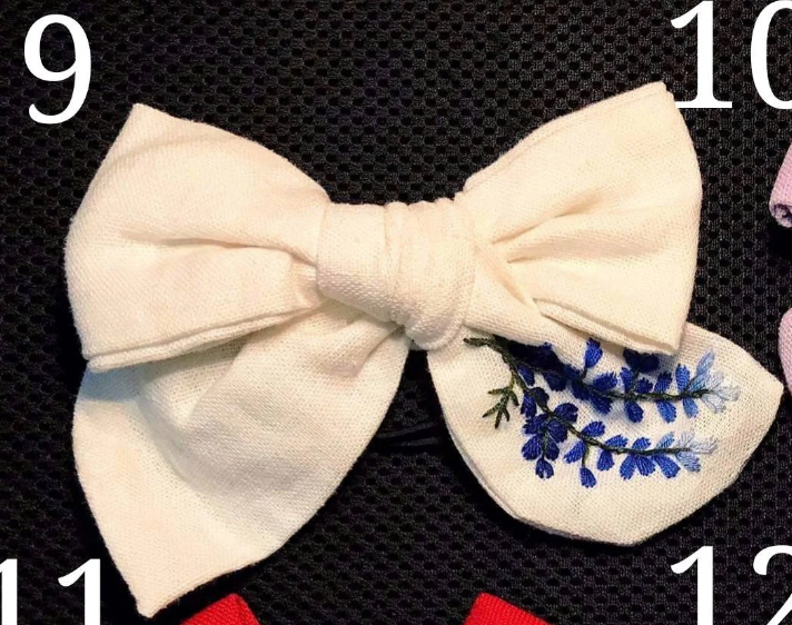 Embroidered Hair Bow, Collection Isabel