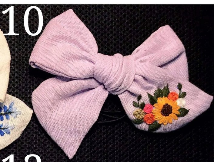 Embroidered Hair Bow, Collection Isabel