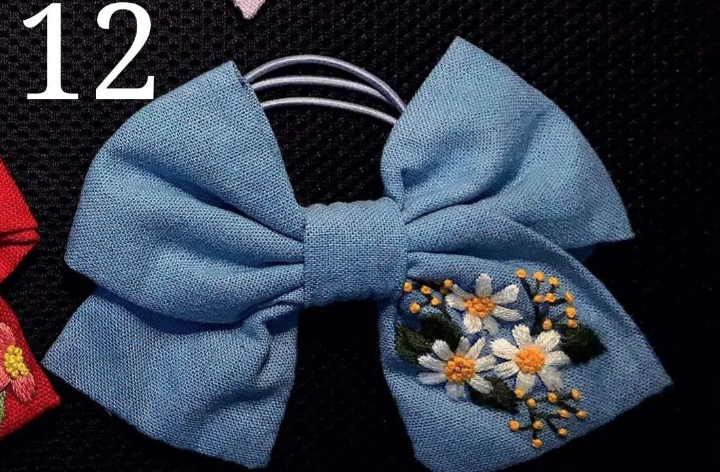 Embroidered Hair Bow, Collection Isabel
