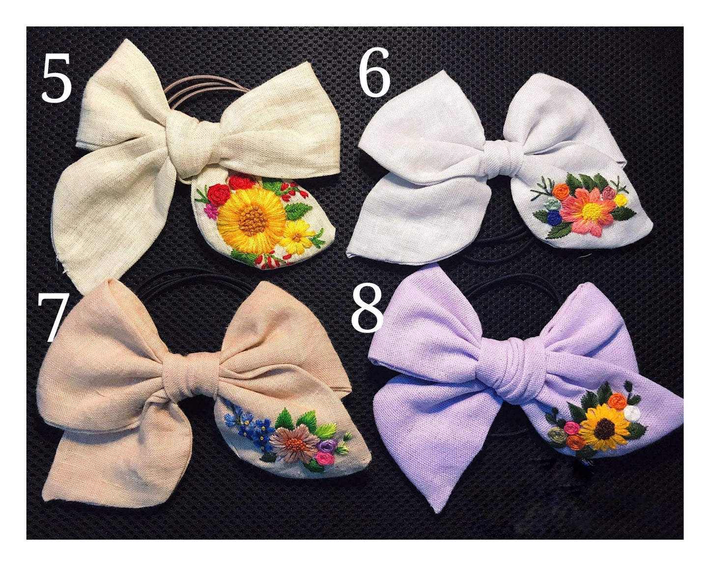 Embroidered Hair Bow, Collection Lucia