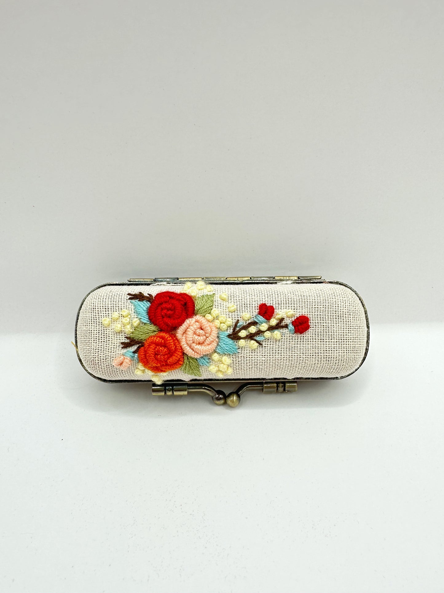 Vintage Embroidered Lipstick Case With Mirror, Collection Cecilia