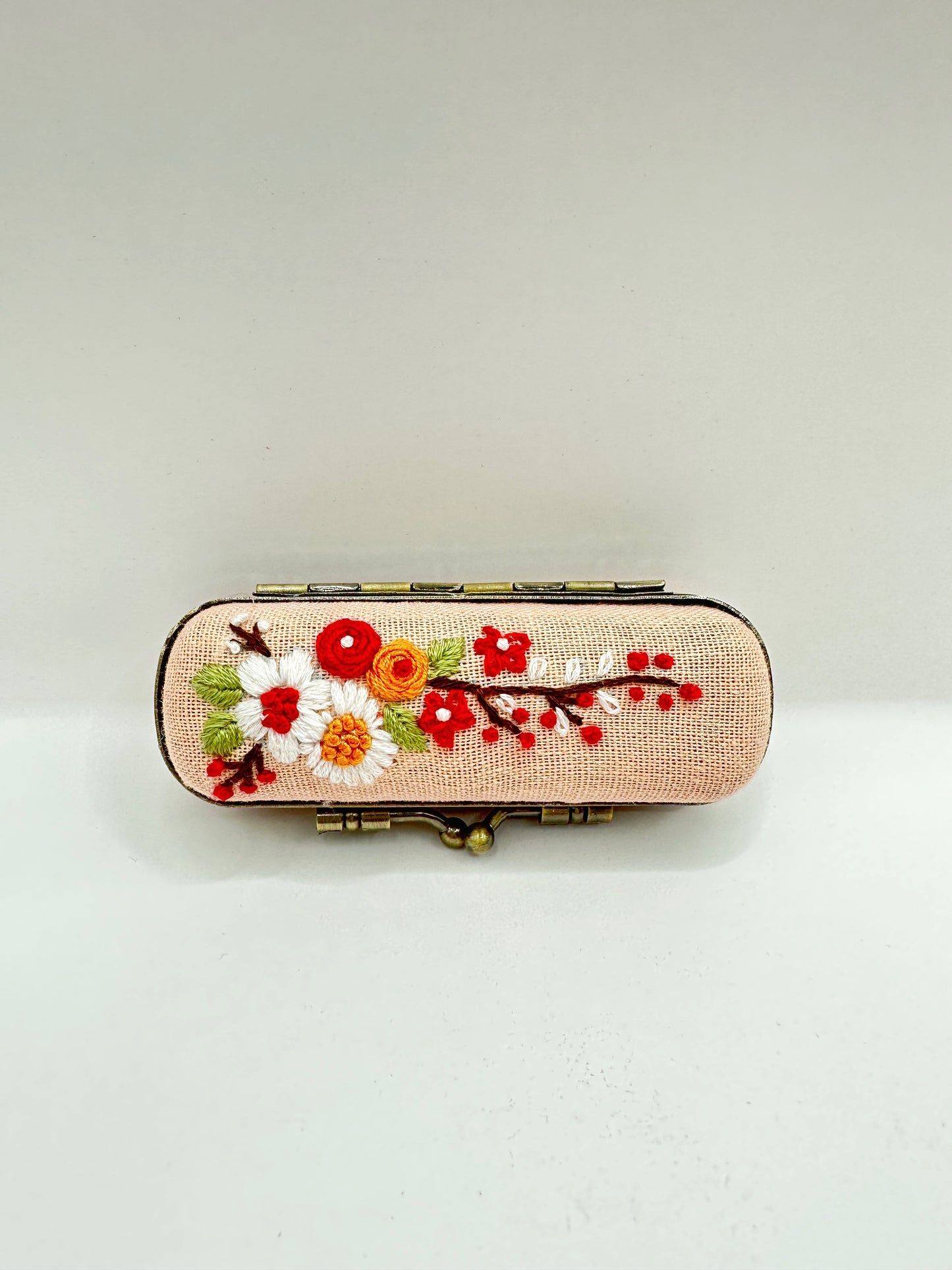 Vintage Embroidered Lipstick Case With Mirror, Collection Cecilia