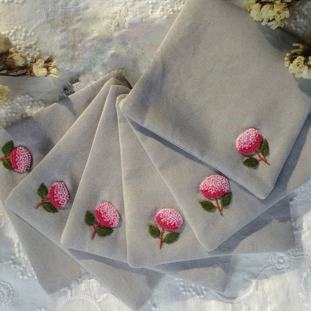 Hydrangea Embroidered Coasters Set