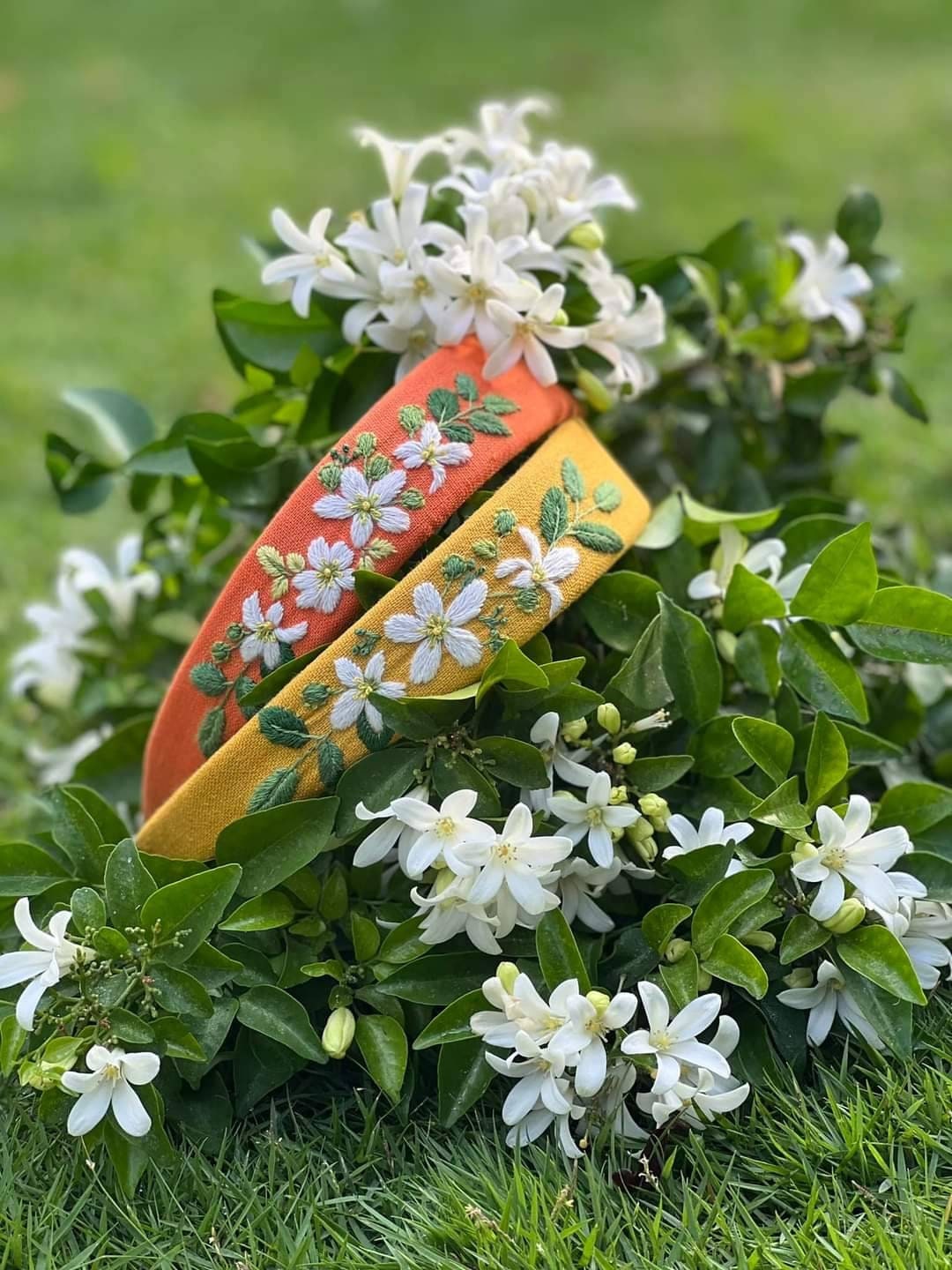Lily Of The Valley Embroidered Headband, Collection Eva