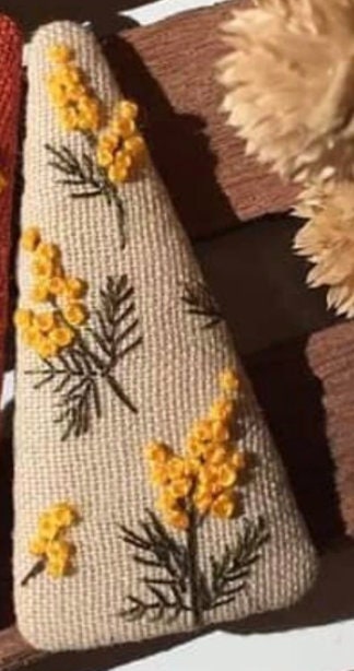 Floral Embroidered Hair Barrette, Evelyn Collection