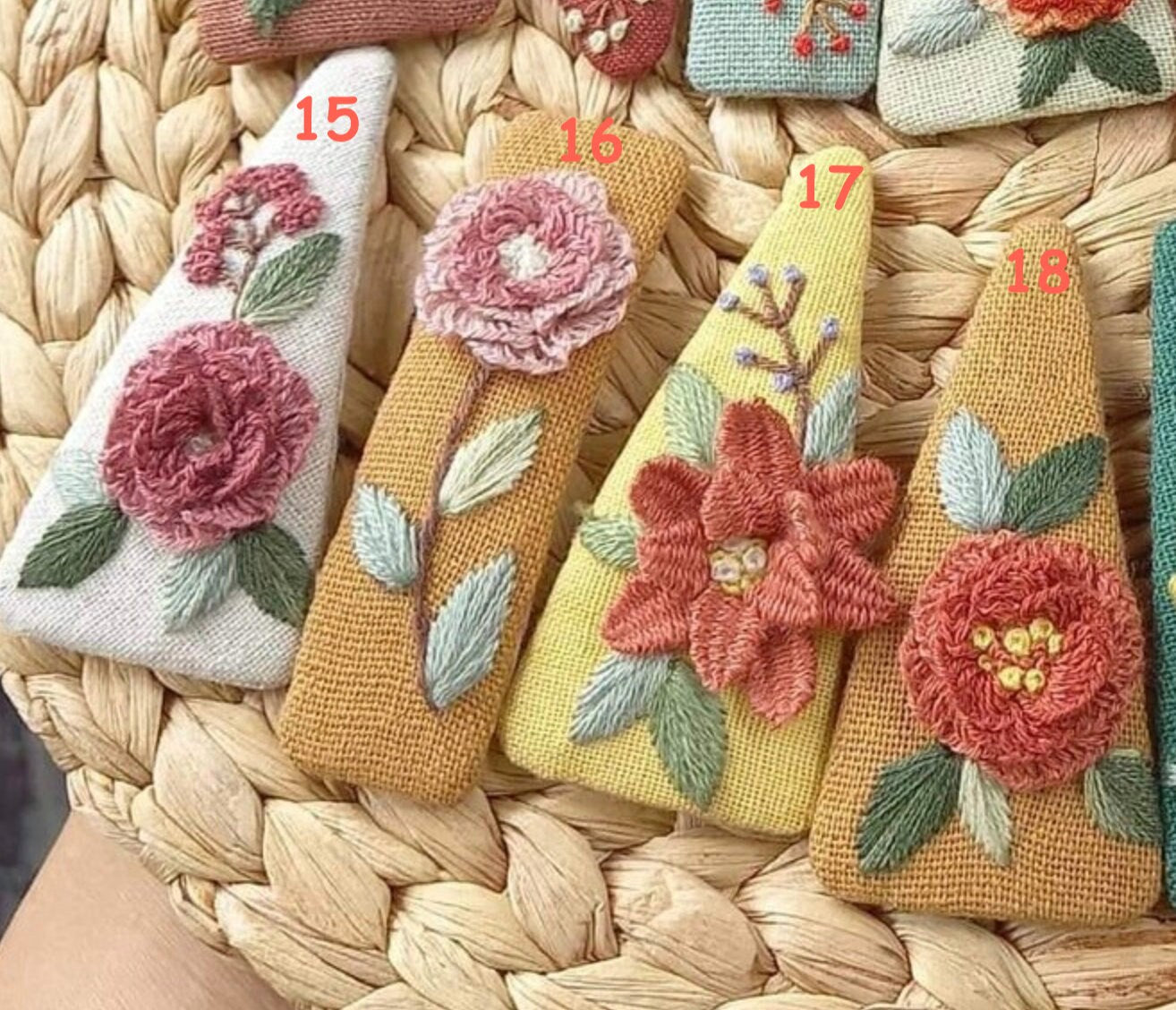 3D Flowers Embroidered Hair Barrette, Emma Collection