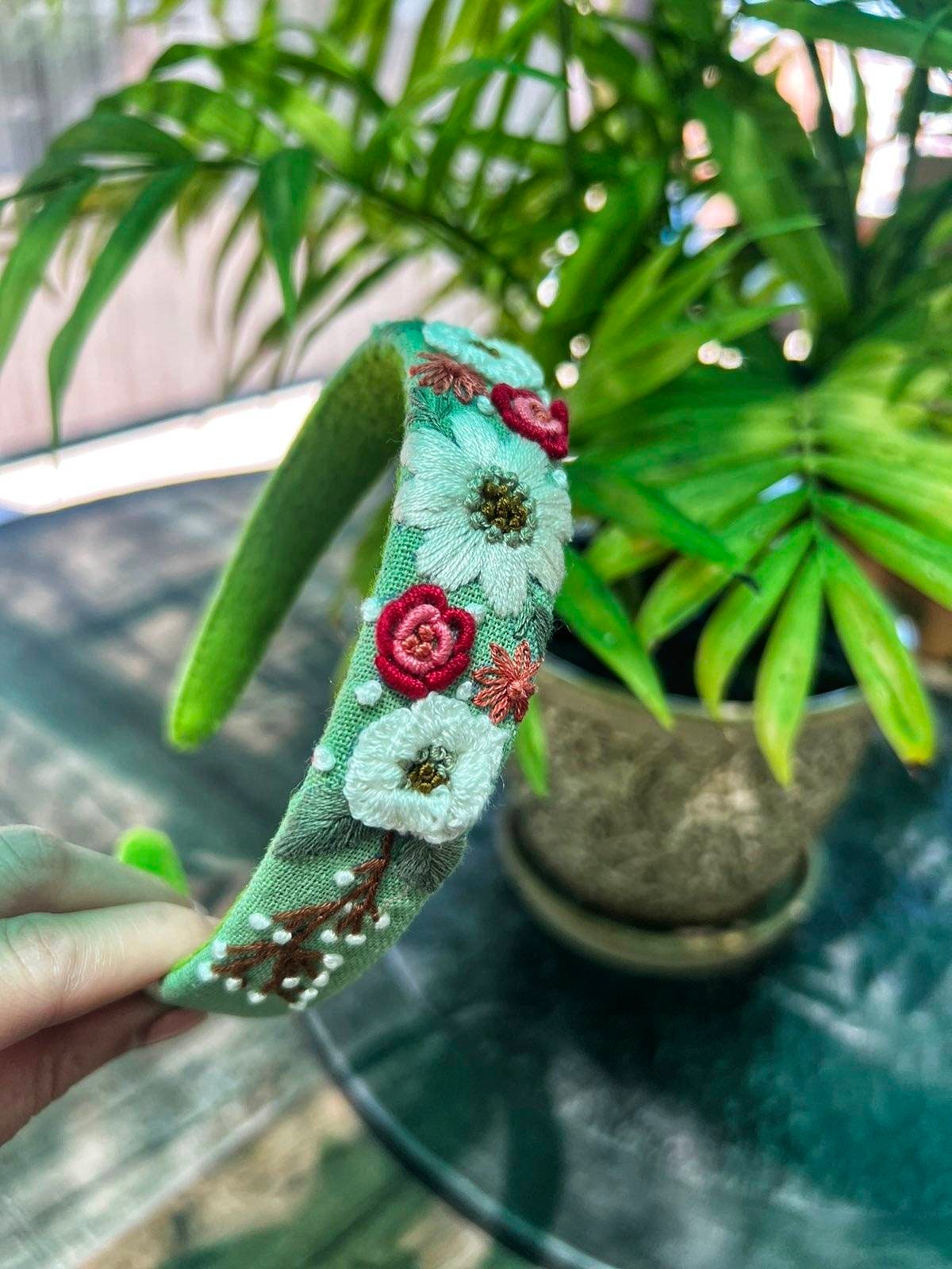 3D Floral Embroidered Headband, Amelia Collection