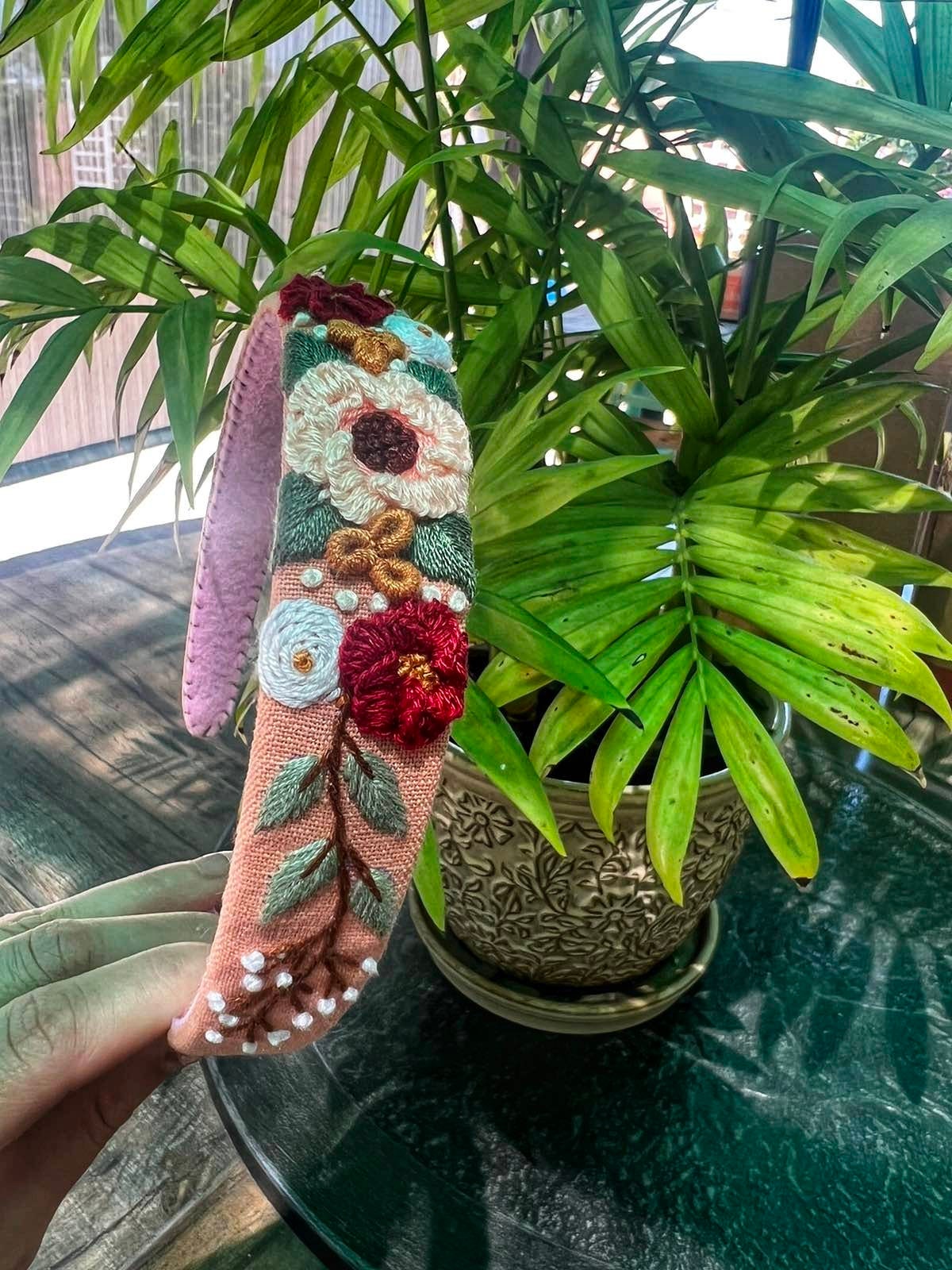 3D Floral Embroidered Headband, Amelia Collection