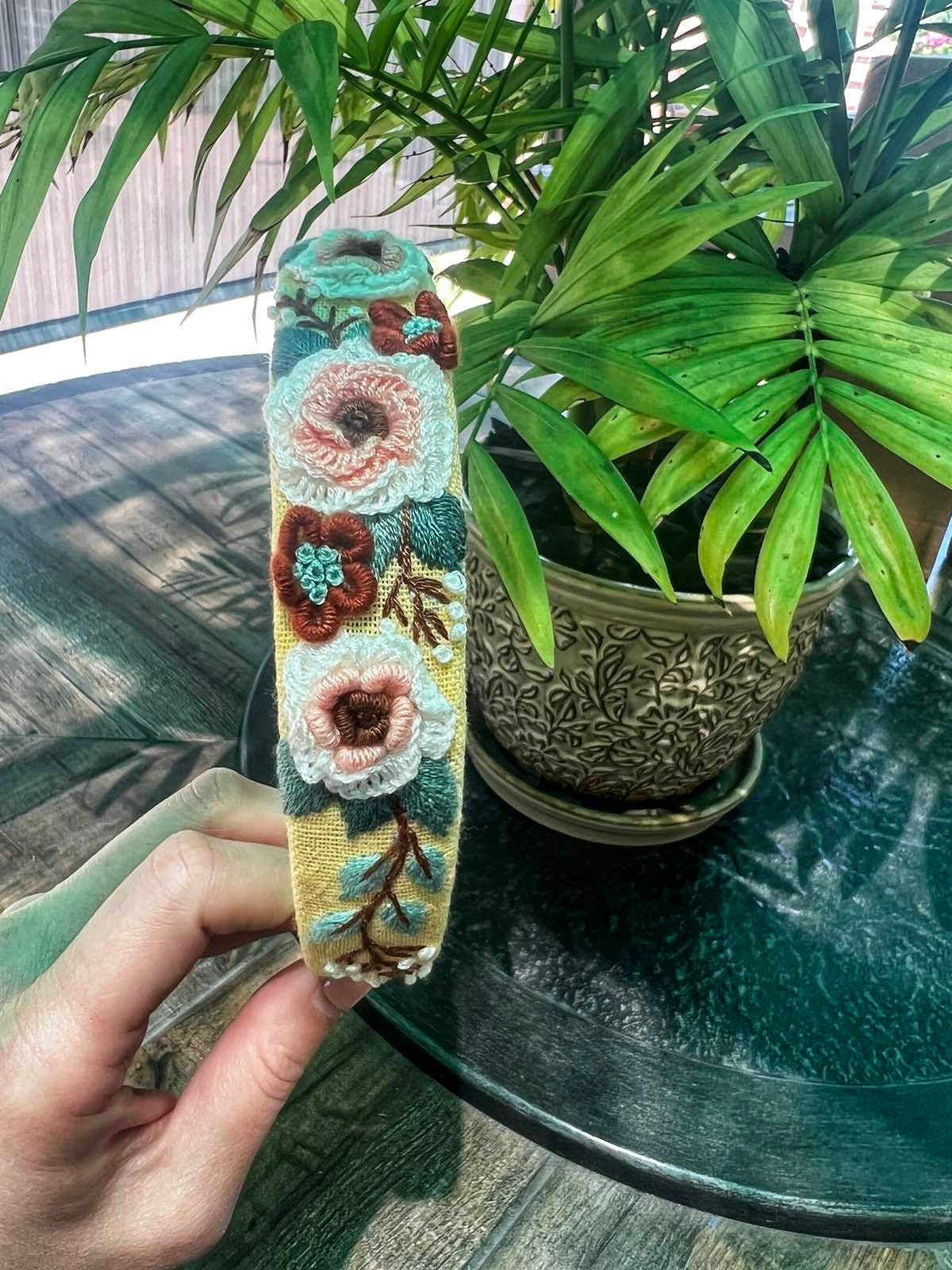 3D Floral Embroidered Headband, Amelia Collection