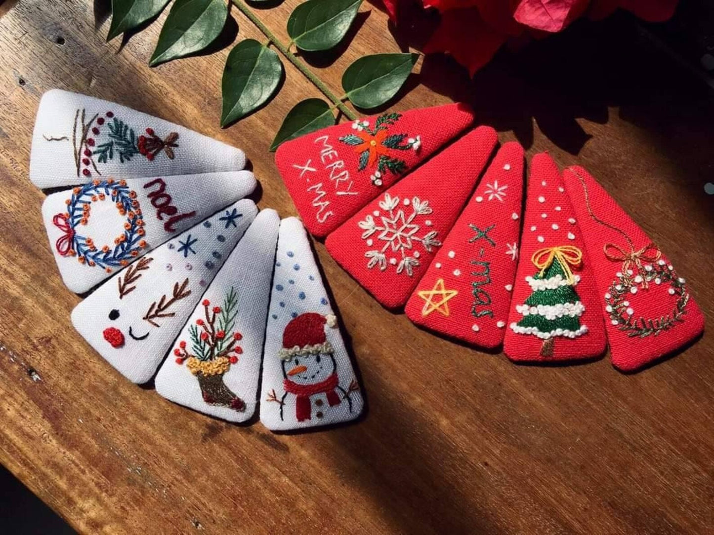 Embroidered Hair Barrette, Christmas Collection