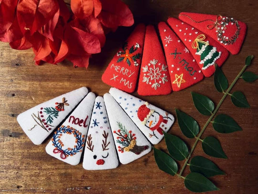 Embroidered Hair Barrette, Christmas Collection