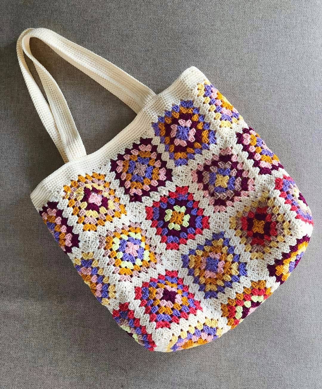 Colorful Hand-Crochet Tote Bag