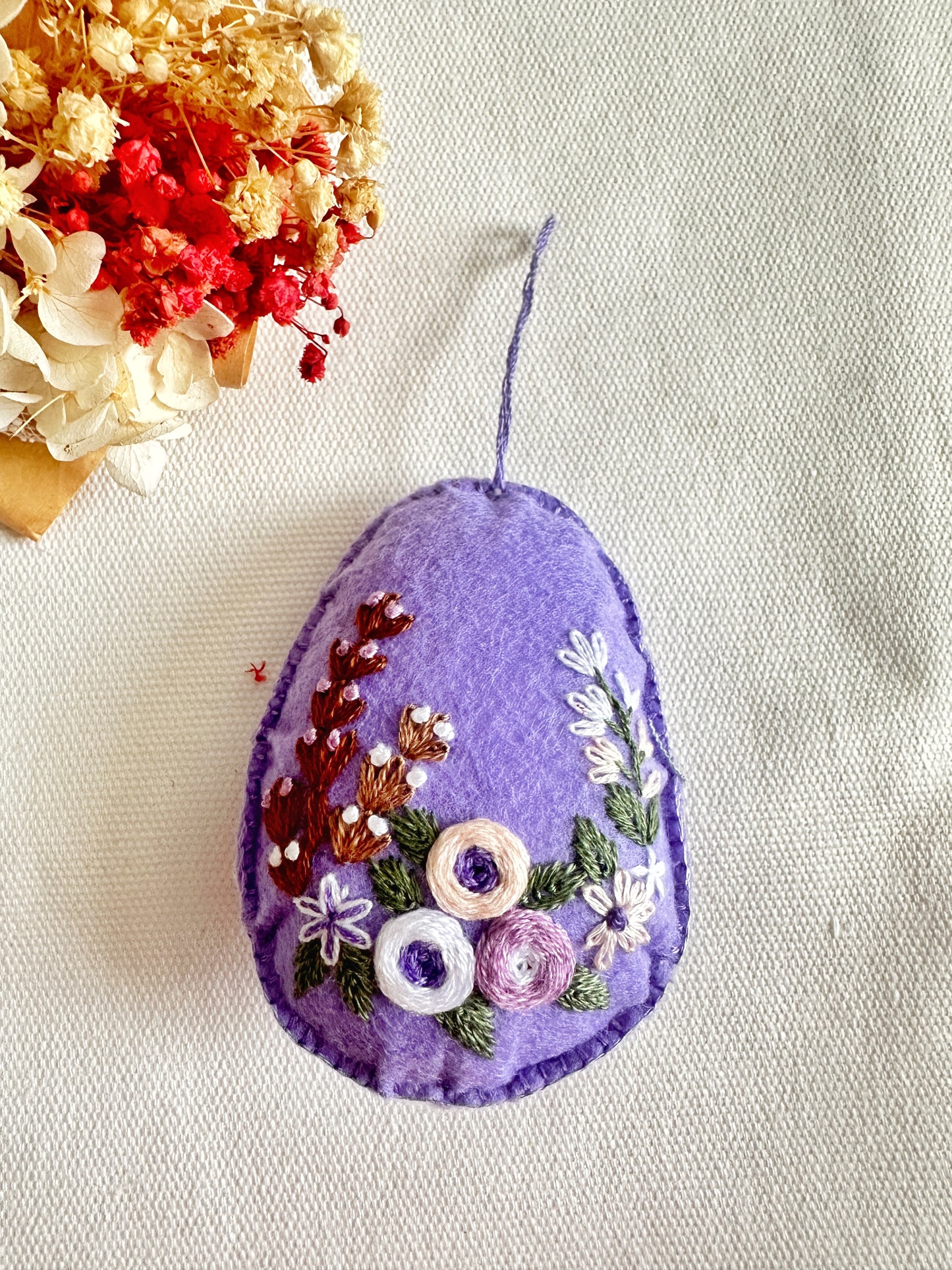 Easter Felt Ornaments With Hand Embroidery