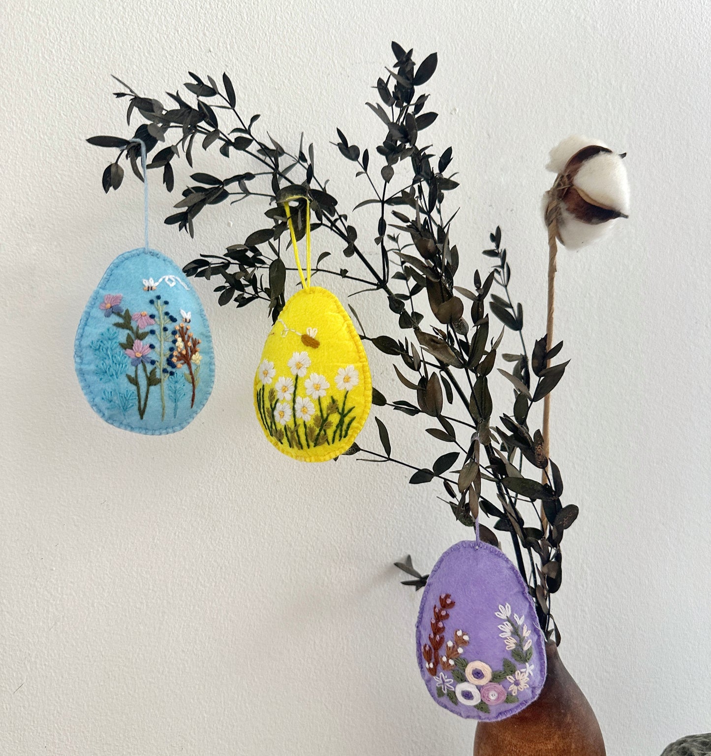 Easter Felt Ornaments With Hand Embroidery