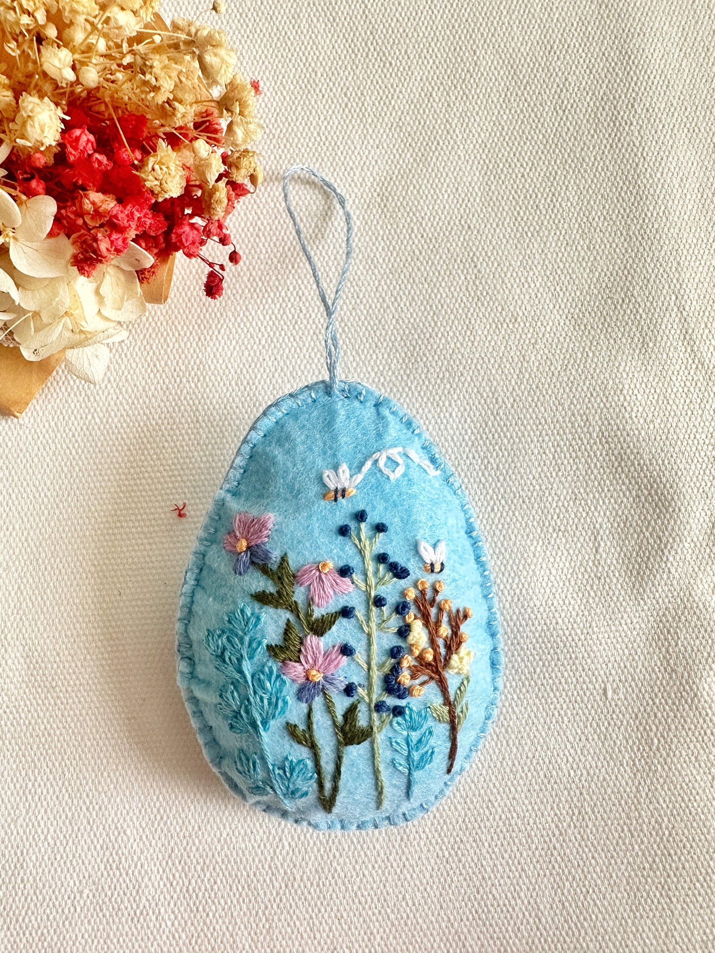 Easter Felt Ornaments With Hand Embroidery