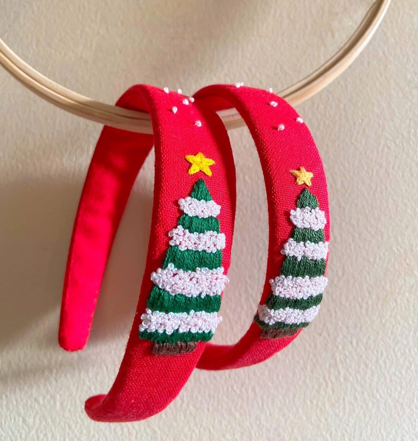 Christmas Tree Embroidered Headband