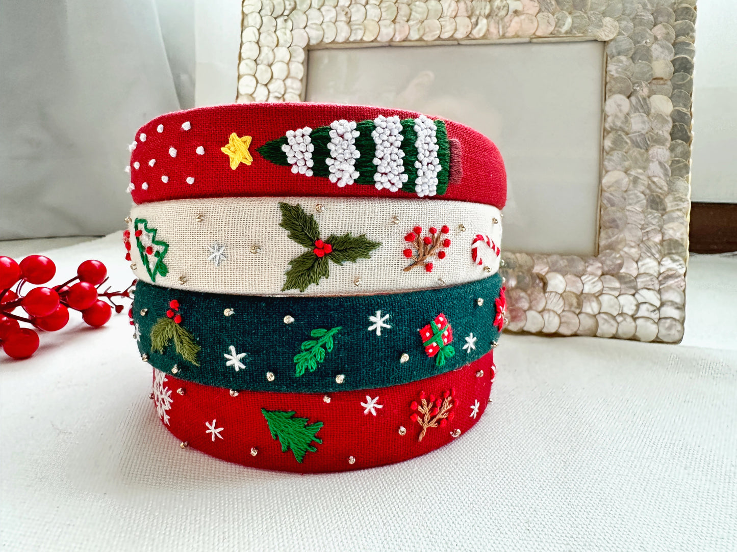 Christmas Embroidered Headband & Turban