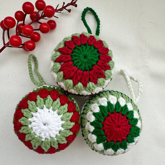 Set of 3 Handmade Crochet Christmas Tree Ornaments