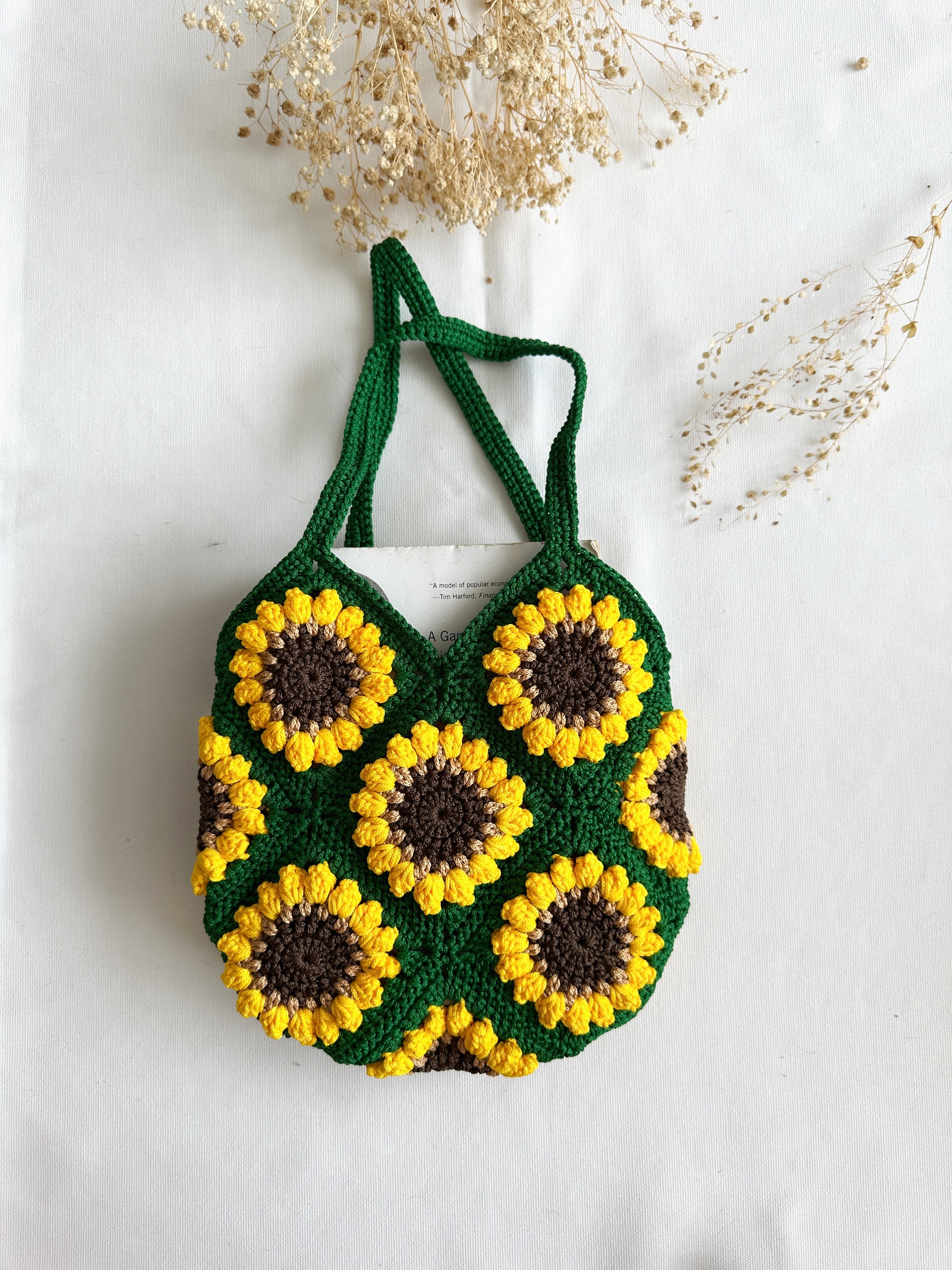 Hand-Crochet Sunflower Mini Green Tote Bag – QuinceFables