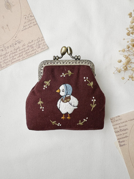 Duck Embroidered Navy Blue Coin Purse