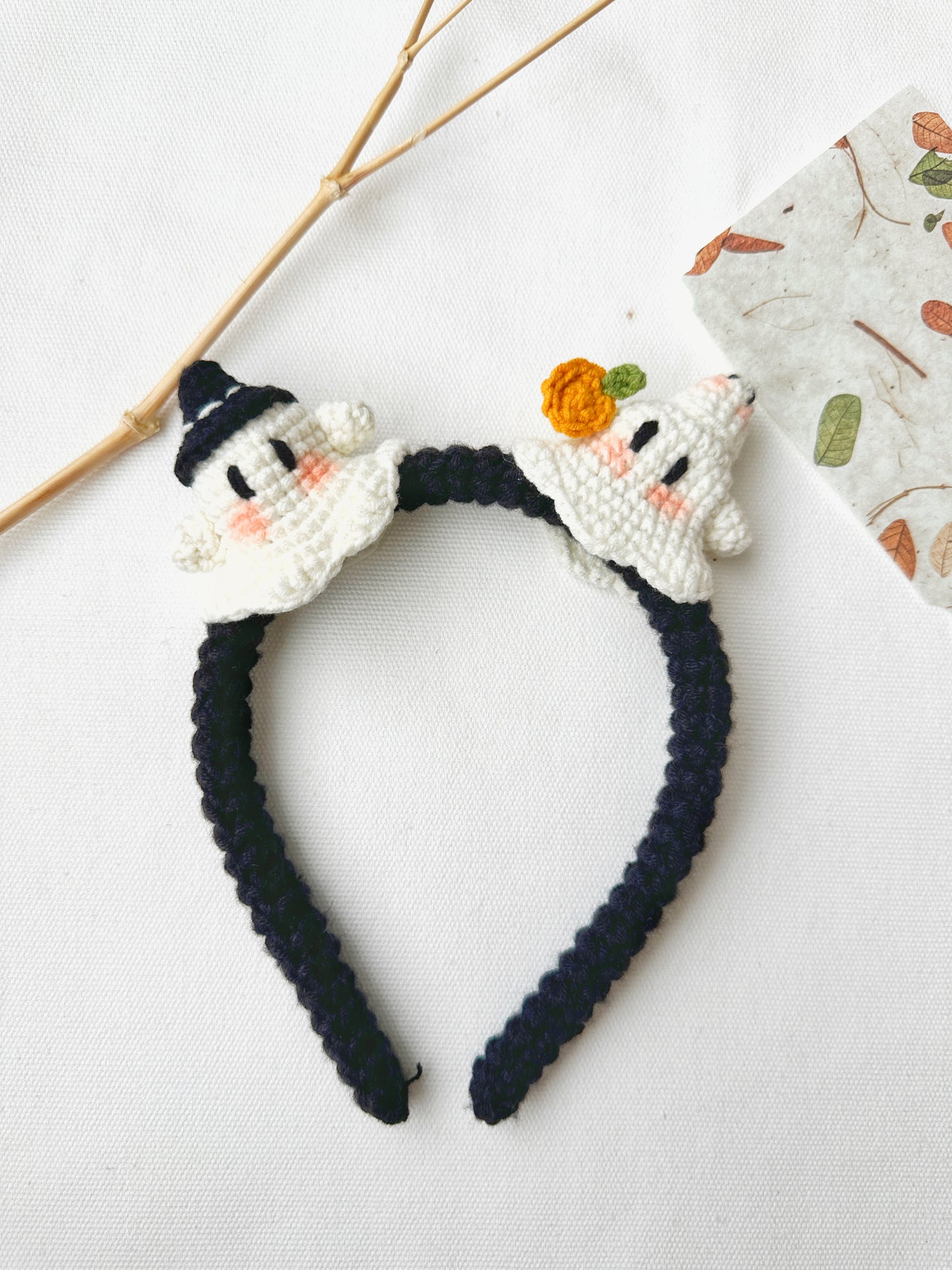 Handmade Crochet Halloween Headband, Ghost & Witch Designs