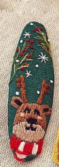 Xmas Pets Embroidered Hair Barrette, Christmas Collection