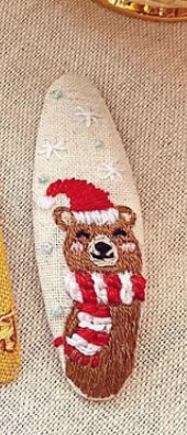 Xmas Pets Embroidered Hair Barrette, Christmas Collection