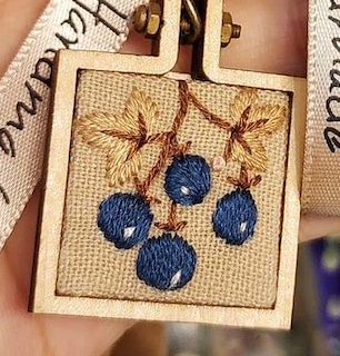 Berries Embroidered Handmade Vintage Keychain