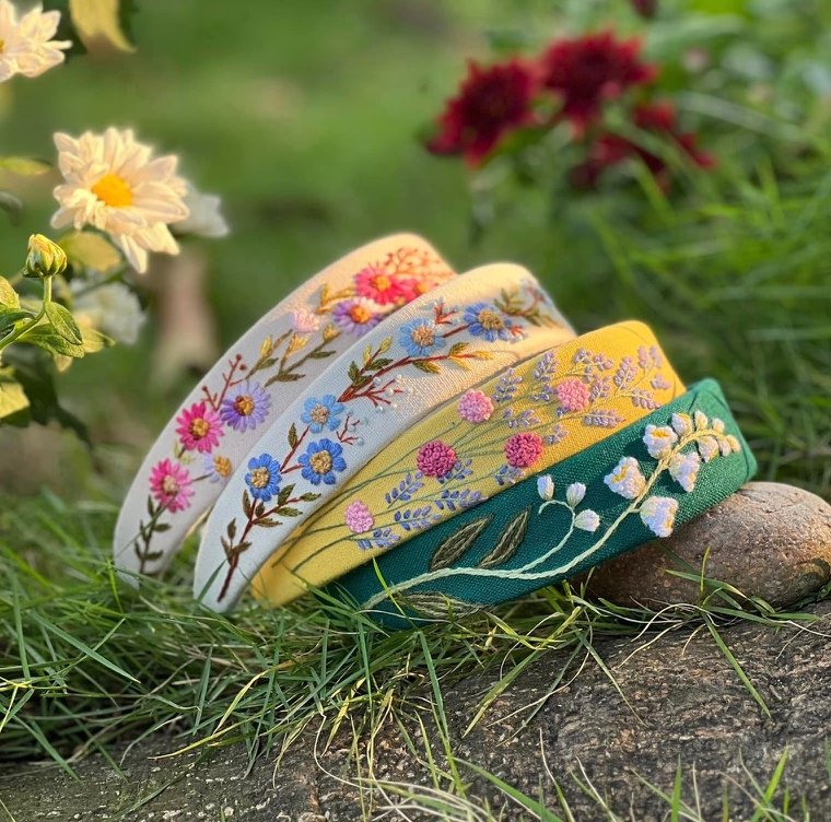 3D Floral Embroidered Headband, Ariella Collection