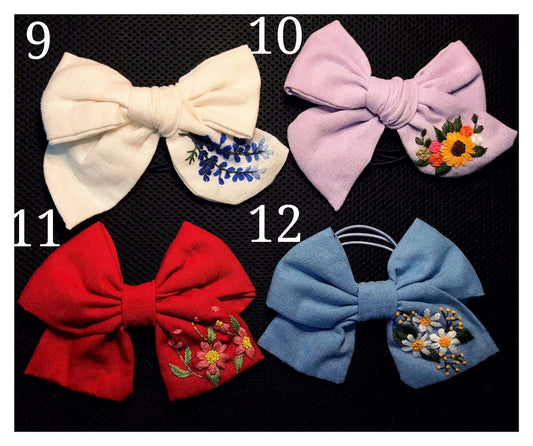 Embroidered Hair Bow, Collection Isabel