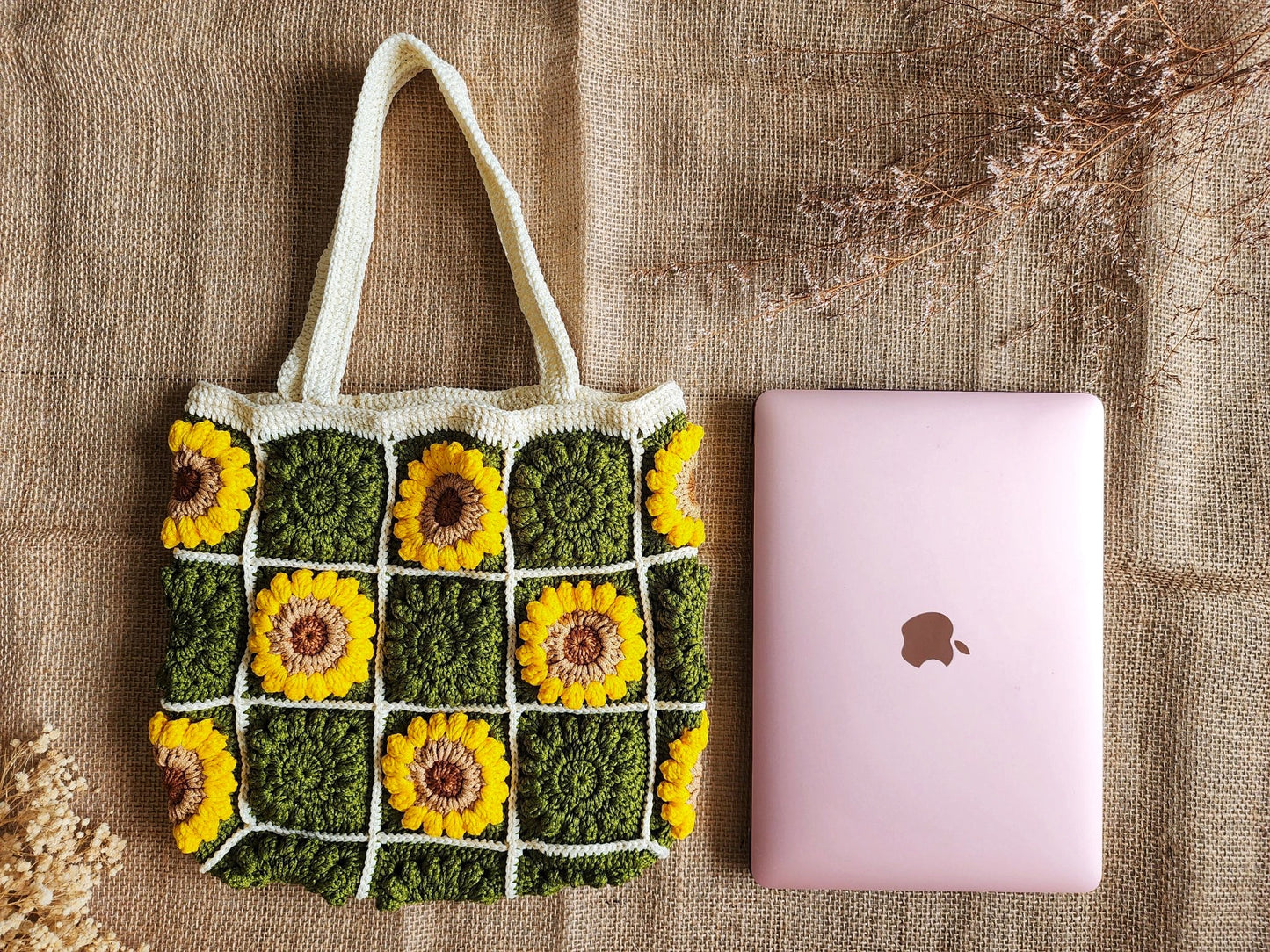 Crochet Sunflower Granny Square Bag