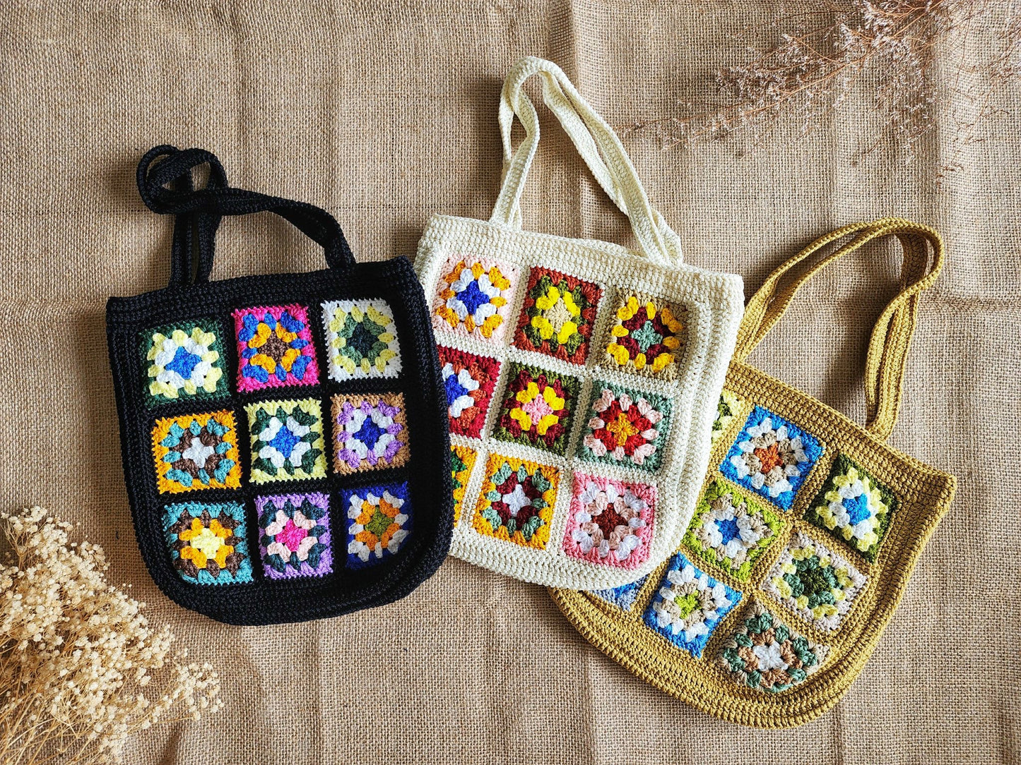 Hand-Crochet Bohemian Style Granny Square Bag