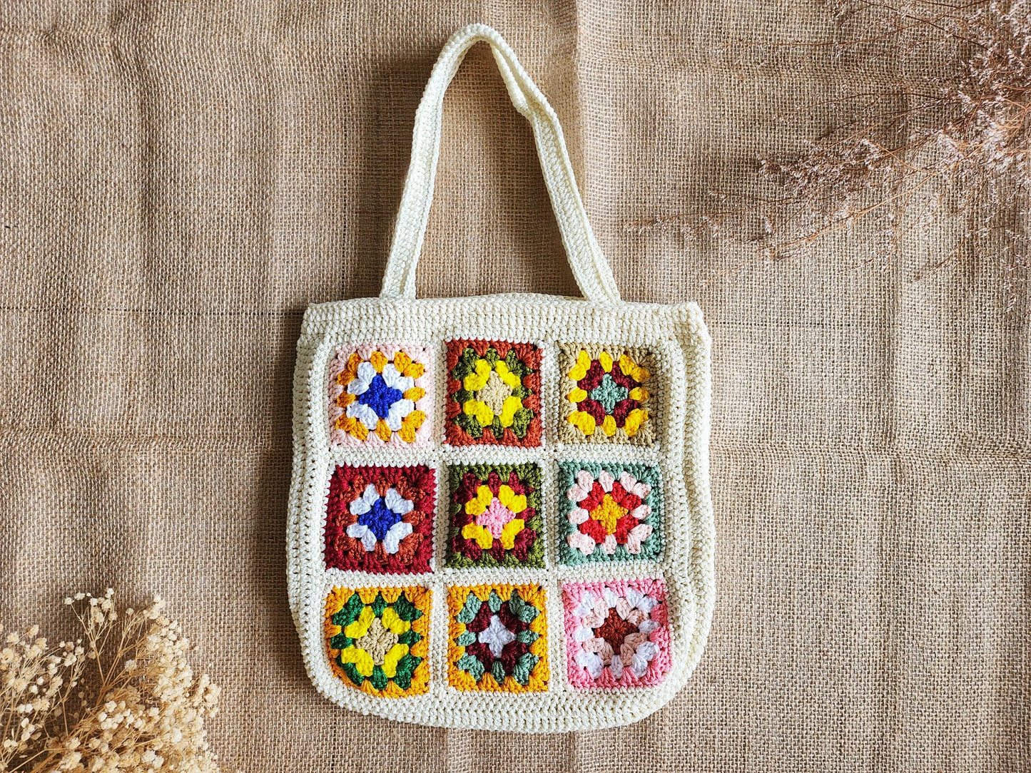 Hand-Crochet Bohemian Style Granny Square Bag