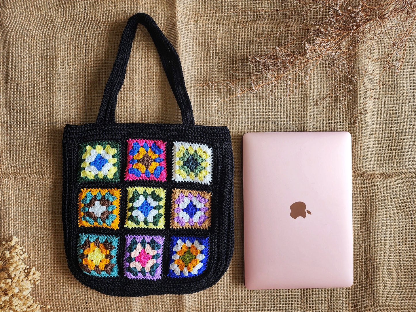 Hand-Crochet Bohemian Style Granny Square Bag