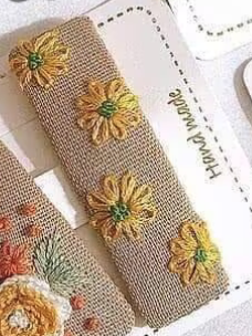 Floral Embroidered Hair Barrette, Collection Bella