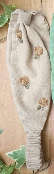 Floral Embroidered Linen Turban, Collection Audrey