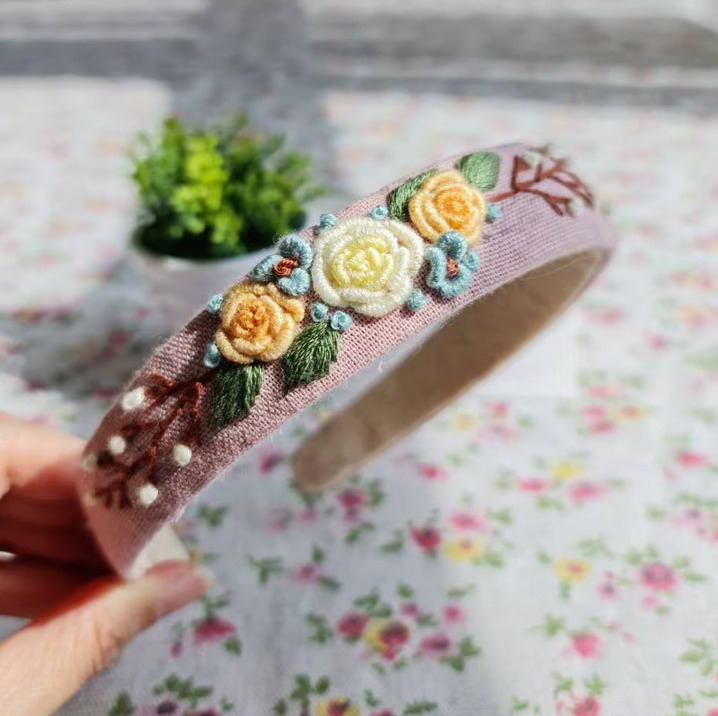 Floral Embroidered Headband, Collection Elena