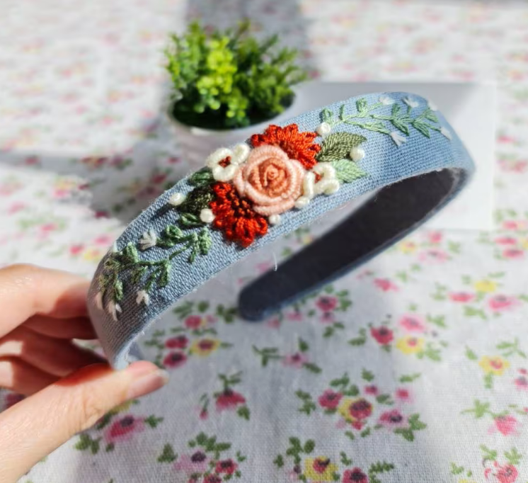 Floral Embroidered Headband, Collection Elena