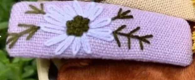 Spring Flowers Embroidered Hair Barrette, Collection Delilah