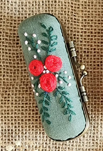 Vintage Embroidered Lipstick Case With Mirror, Collection Kaylee