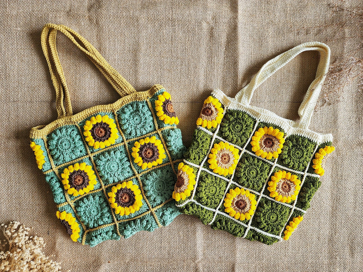 Crochet Sunflower Granny Square Bag