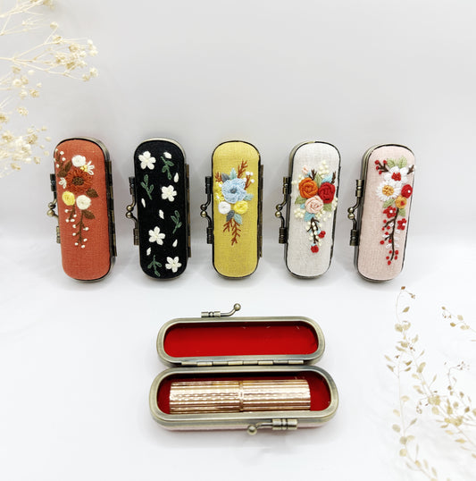 Vintage Embroidered Lipstick Case With Mirror, Collection Cecilia