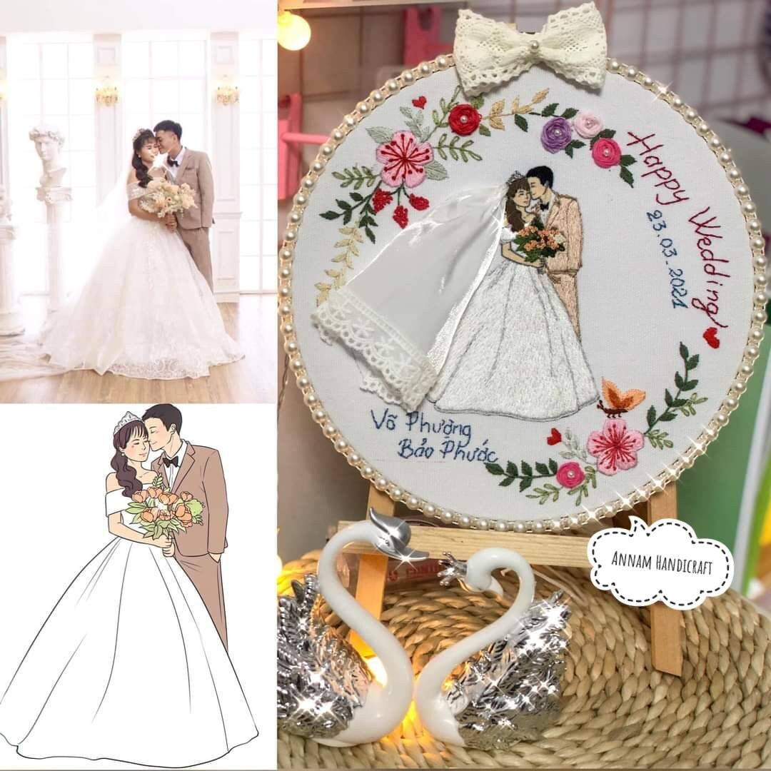 Wedding Photo Portrait Embroidery Hoop