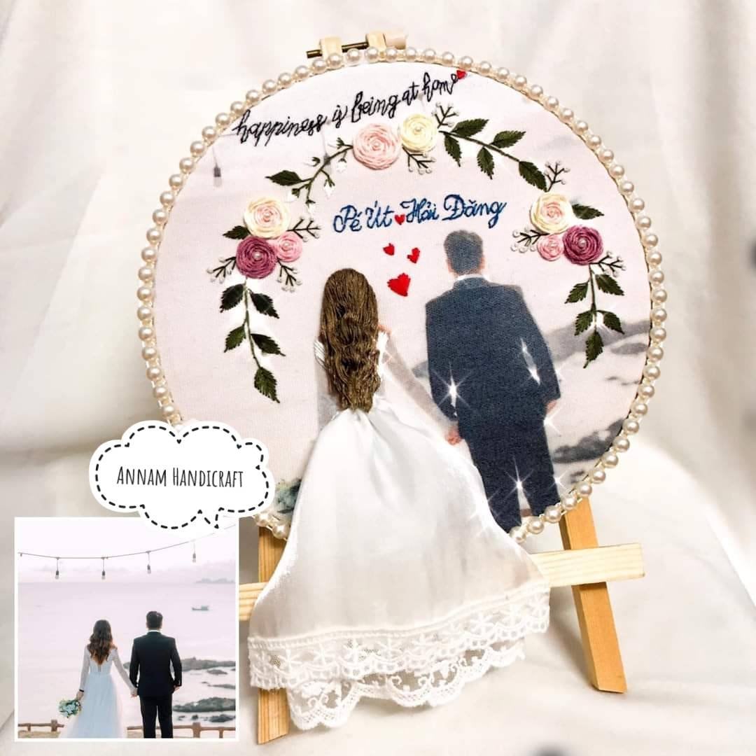 Wedding Photo Portrait Embroidery Hoop