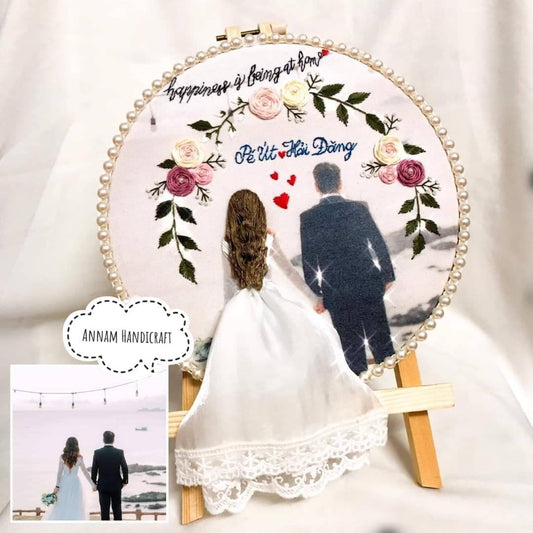 Wedding Photo Portrait Embroidery Hoop